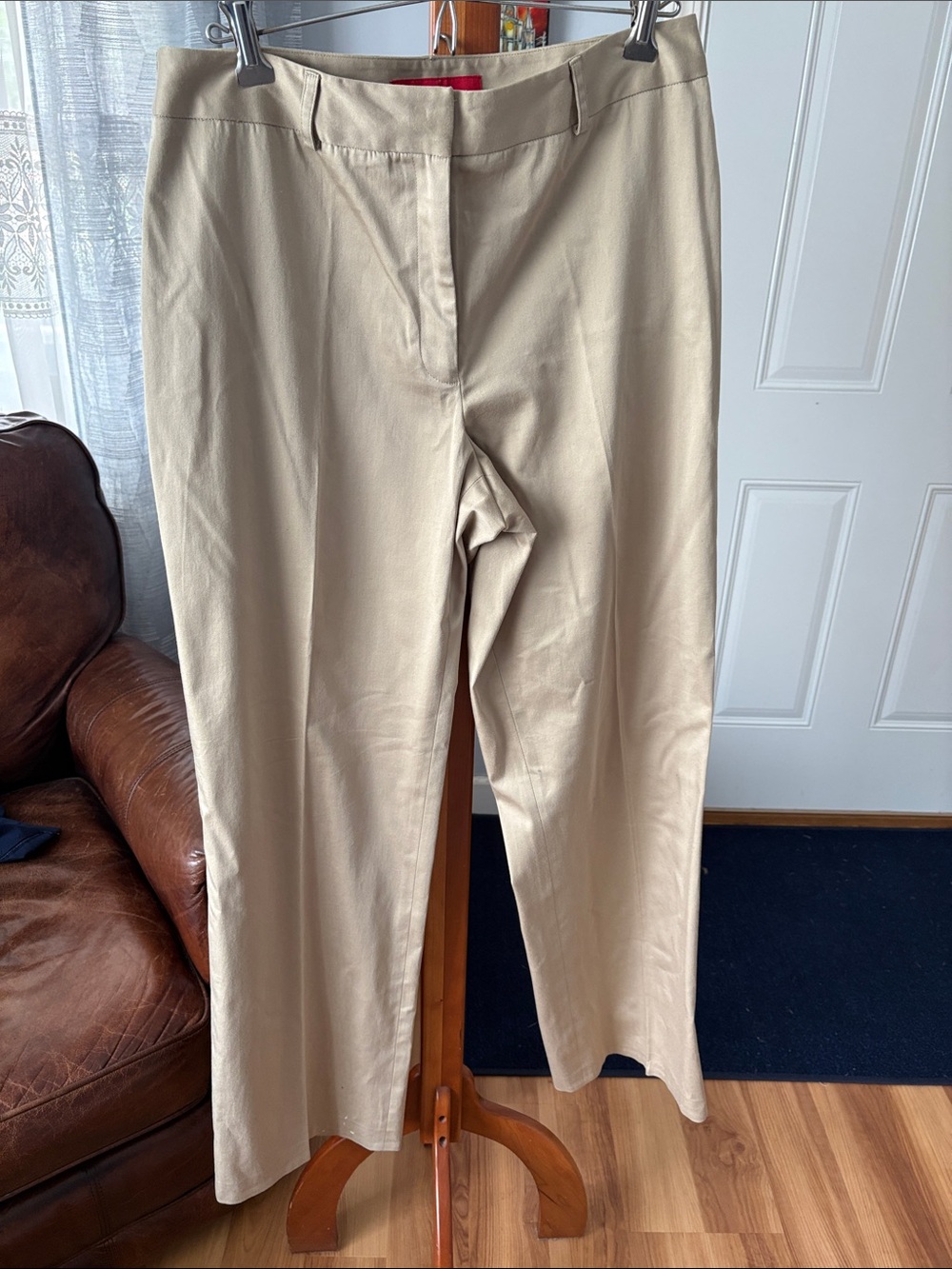 Anne Klein Light Beige Boot-Cut Dress Pants